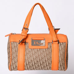 Christian Dior Handbag Mini Boston Bag 07-BO-0095 Orange Brown Good Condition Used 4a001167
