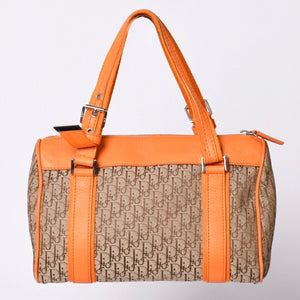 Christian Dior Handbag Mini Boston Bag 07-BO-0095 Orange Brown Good Condition Used 4a001167