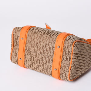 Christian Dior Handbag Mini Boston Bag 07-BO-0095 Orange Brown Good Condition Used 4a001167