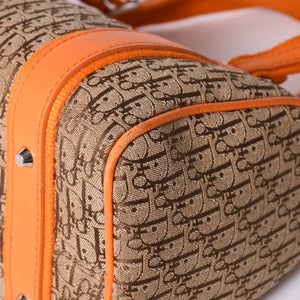 Christian Dior Handbag Mini Boston Bag 07-BO-0095 Orange Brown Good Condition Used 4a001167