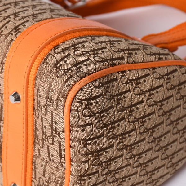 Christian Dior Handbag Mini Boston Bag 07-BO-0095 Orange Brown Good Condition Used 4a001167