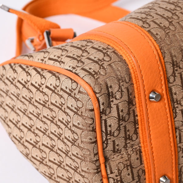 Christian Dior Handbag Mini Boston Bag 07-BO-0095 Orange Brown Good Condition Used 4a001167