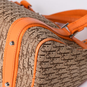 Christian Dior Handbag Mini Boston Bag 07-BO-0095 Orange Brown Good Condition Used 4a001167