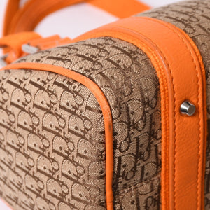 Christian Dior Handbag Mini Boston Bag 07-BO-0095 Orange Brown Good Condition Used 4a001167