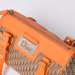 Christian Dior Handbag Mini Boston Bag 07-BO-0095 Orange Brown Good Condition Used 4a001167