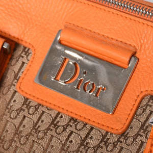 Christian Dior Handbag Mini Boston Bag 07-BO-0095 Orange Brown Good Condition Used 4a001167