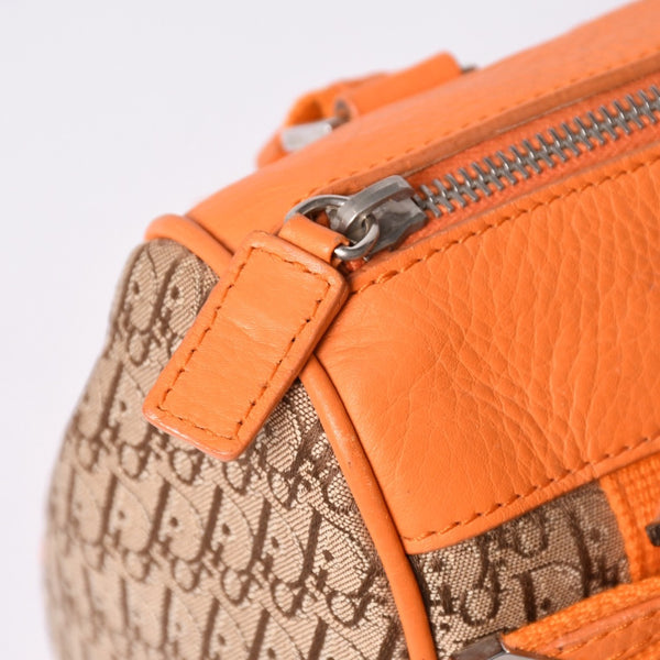 Christian Dior Handbag Mini Boston Bag 07-BO-0095 Orange Brown Good Condition Used 4a001167