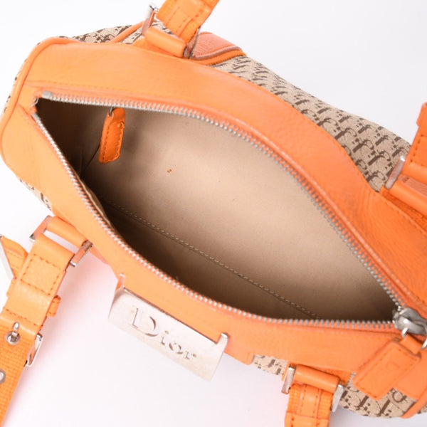 Christian Dior Handbag Mini Boston Bag 07-BO-0095 Orange Brown Good Condition Used 4a001167