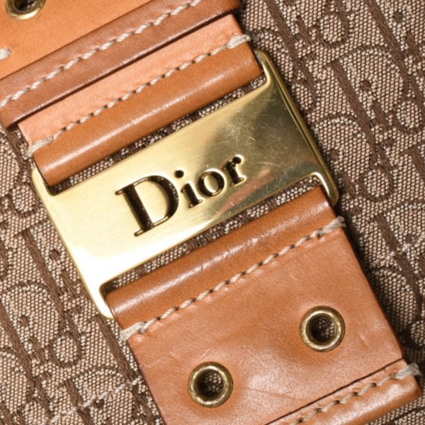極美品 Christian Dior クリスチャンディオール 月見 ホーボー ワンショルダーバッグ オブリーク柄 ストリートシック ブラウン 中古 4a001671