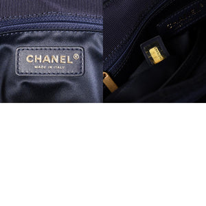 Very Good Condition CHANEL Shoulder Bag No. 24 Coco Mark Quilted Wool Velvet Navy Matte Gold Hardware Used 4a001497