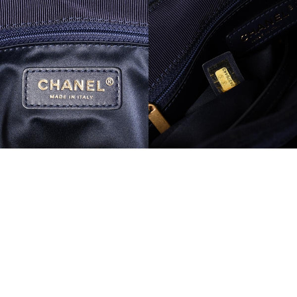 Very Good Condition CHANEL Shoulder Bag No. 24 Coco Mark Quilted Wool Velvet Navy Matte Gold Hardware Used 4a001497