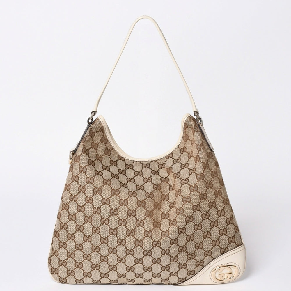 GUCCI グッチ GGキャンバス ニューブリット レザー ショルダーバッグ トートバッグ 169947 美品 中古 4a001655