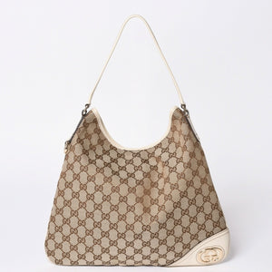 GUCCI グッチ GGキャンバス ニューブリット レザー ショルダーバッグ トートバッグ 169947 美品 中古 4a001655