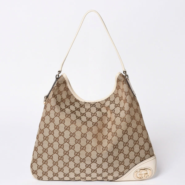 GUCCI グッチ GGキャンバス ニューブリット レザー ショルダーバッグ トートバッグ 169947 美品 中古 4a001655
