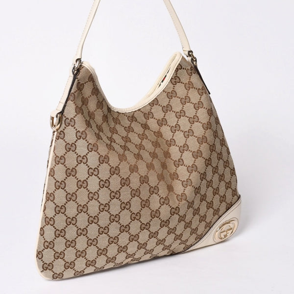 GUCCI グッチ GGキャンバス ニューブリット レザー ショルダーバッグ トートバッグ 169947 美品 中古 4a001655