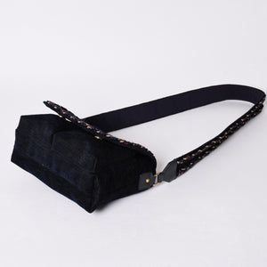 Very Good Condition CHANEL Shoulder Bag No. 24 Coco Mark Quilted Wool Velvet Navy Matte Gold Hardware Used 4a001497