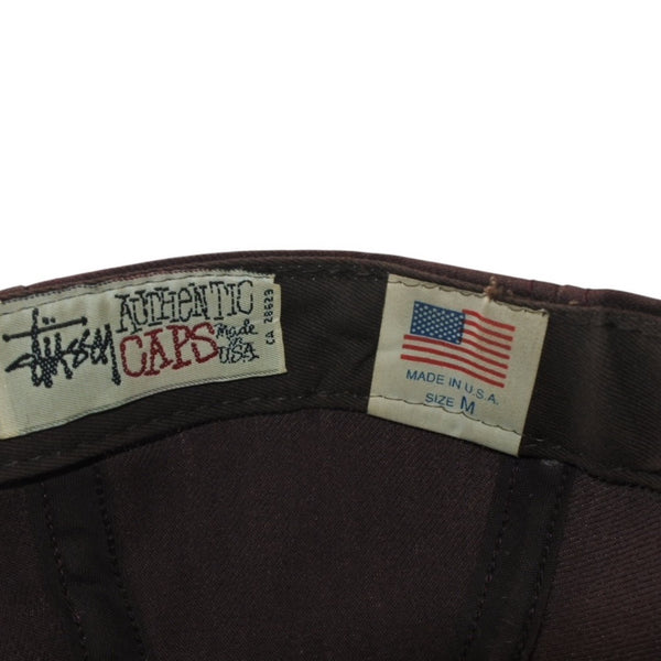 VINTAGE Vintage 90's OLD STUSY Old Stussy Baseball Cap Size M Stock Logo Brown Good Condition Used 4a001505