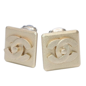 Very Good Condition CHANEL Earring Logo Turnlock Square Earrings Coco Mark Square Gold 02A clip-on earrings square CC 02A GD Good Condition Used 4a000626