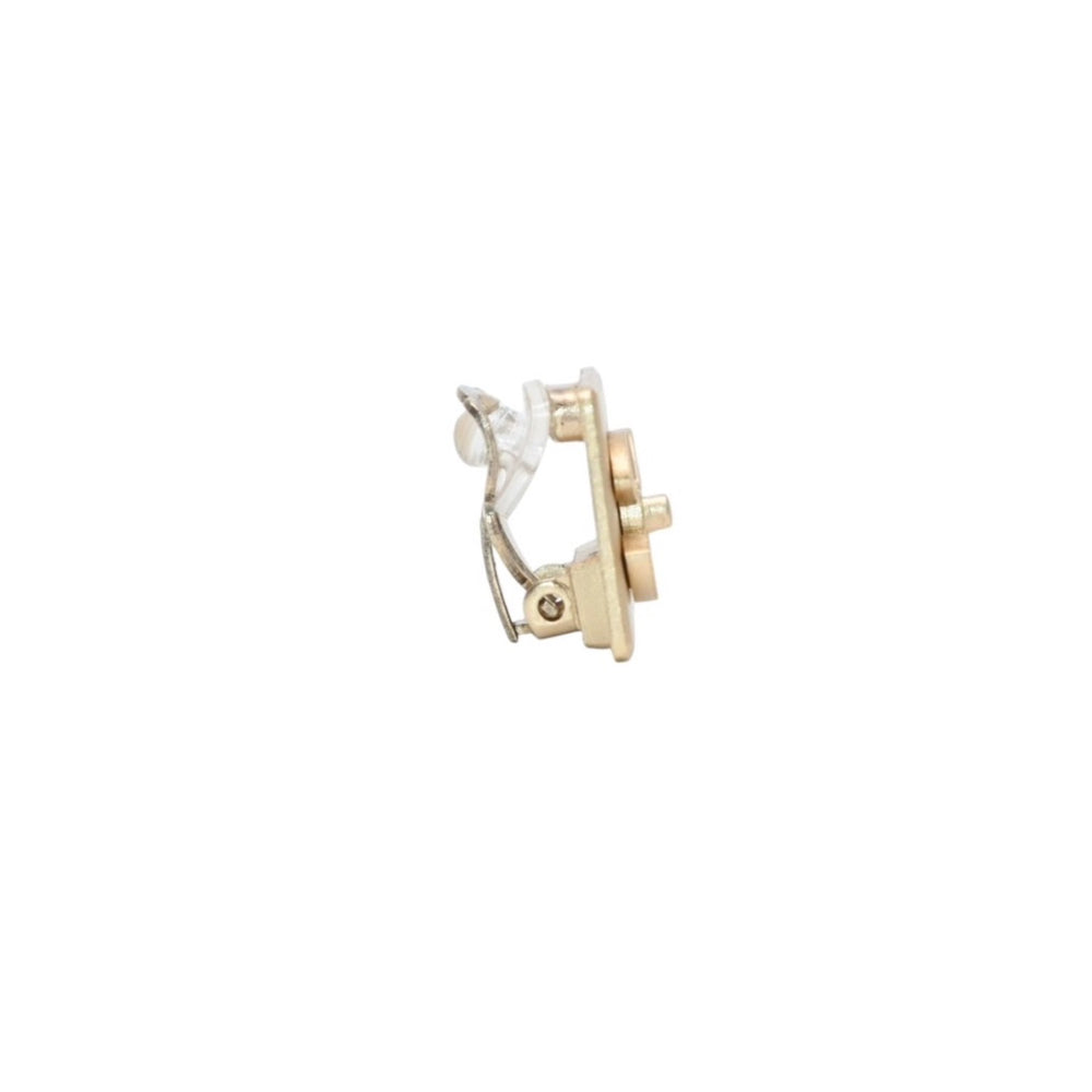 Very Good Condition CHANEL Earring Logo Turnlock Square Earrings Coco Mark Square Gold 02A clip-on earrings square CC 02A GD Good Condition Used 4a000626