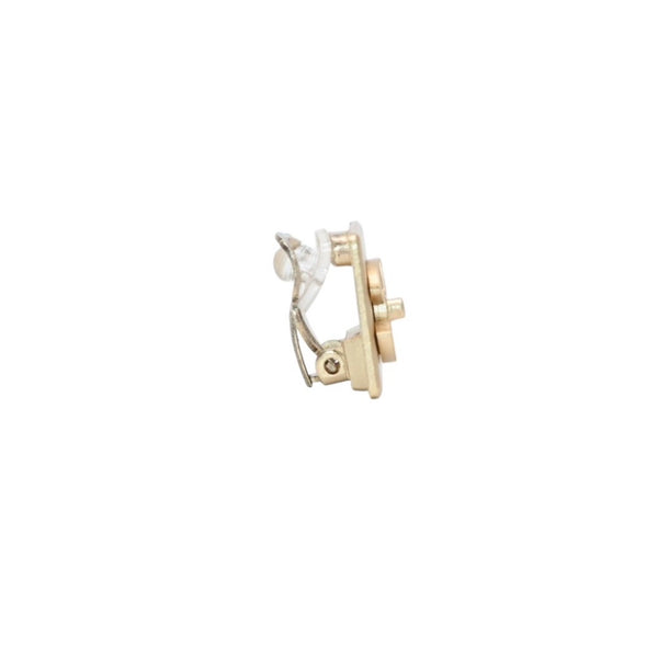 Very Good Condition CHANEL Earring Logo Turnlock Square Earrings Coco Mark Square Gold 02A clip-on earrings square CC 02A GD Good Condition Used 4a000626