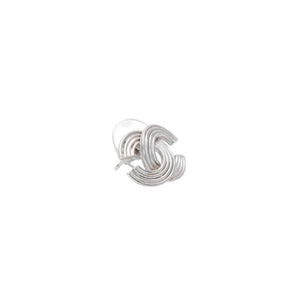 極美品 CHANEL シャネル ピアス ココマーク カーブ線 シルバー 00A 刻印片側 earrings CC curve Bar 00A SV 中古 4a000635