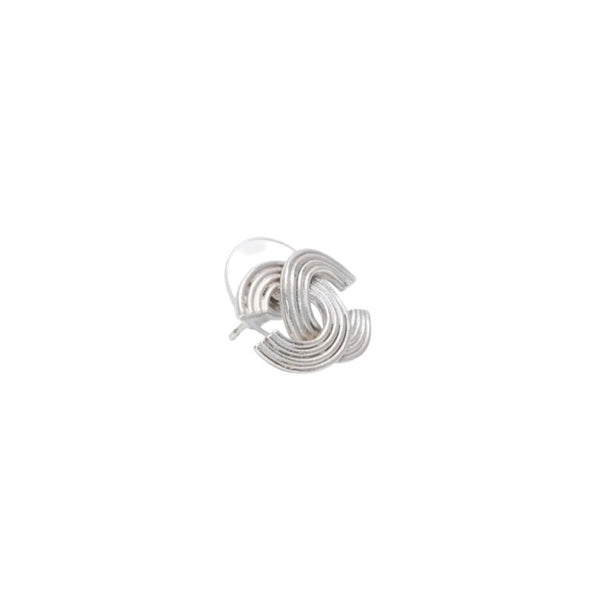 極美品 CHANEL シャネル ピアス ココマーク カーブ線 シルバー 00A 刻印片側 earrings CC curve Bar 00A SV 中古 4a000635