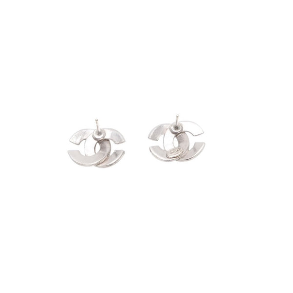 極美品 CHANEL シャネル ピアス ココマーク カーブ線 シルバー 00A 刻印片側 earrings CC curve Bar 00A SV 中古 4a000635