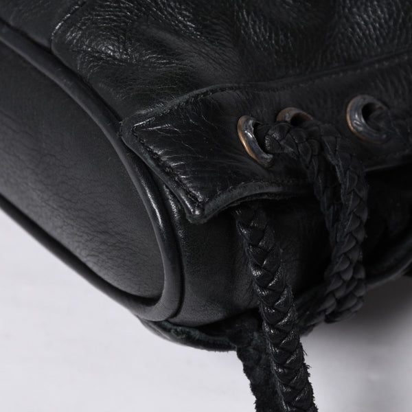 Very Good Condition CHROME HEARTS JJ DEAN Small JJ Dean Handbag Leather Riders Silver 925 Black Used 4a001516
