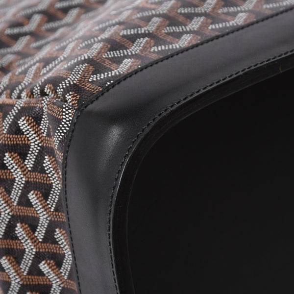 Very Good Condition GOYARD Handbag Boston Bag Steamer Black Black/PVC/Leather Good Condition Used 4a001262