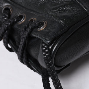 Very Good Condition CHROME HEARTS JJ DEAN Small JJ Dean Handbag Leather Riders Silver 925 Black Used 4a001516