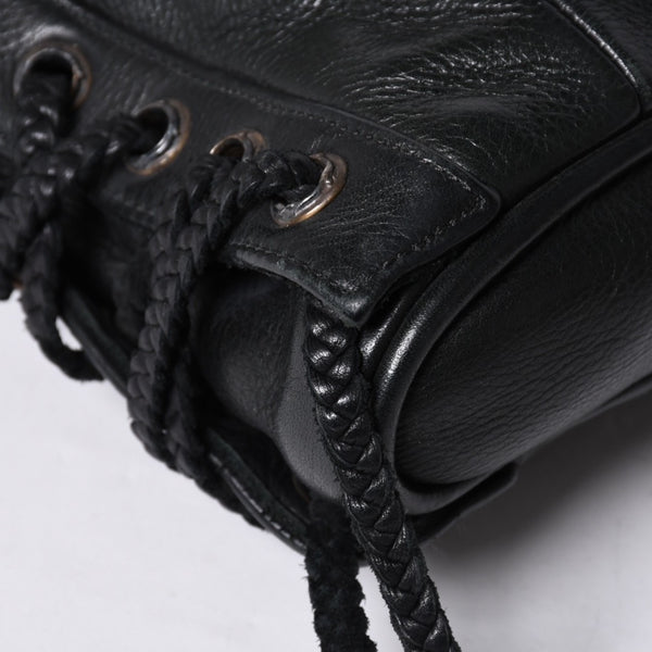 Very Good Condition CHROME HEARTS JJ DEAN Small JJ Dean Handbag Leather Riders Silver 925 Black Used 4a001516