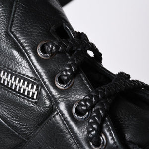 Very Good Condition CHROME HEARTS JJ DEAN Small JJ Dean Handbag Leather Riders Silver 925 Black Used 4a001516