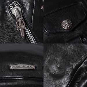 Very Good Condition CHROME HEARTS JJ DEAN Small JJ Dean Handbag Leather Riders Silver 925 Black Used 4a001516
