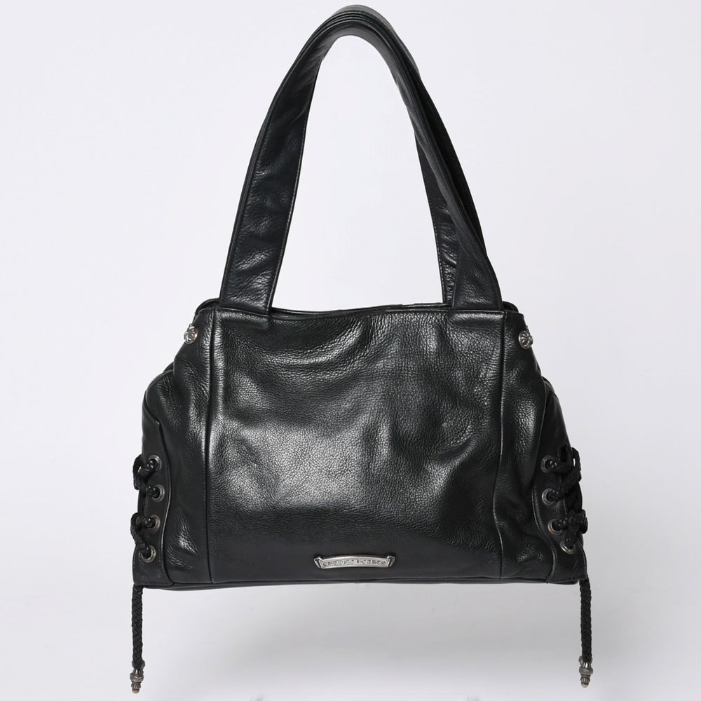 極美品 CHROME HEARTS クロムハーツ JJ DEAN スモール JJディーン ハンドバッグ レザーライダース シルバ−925 ブラック 中古 4a001516