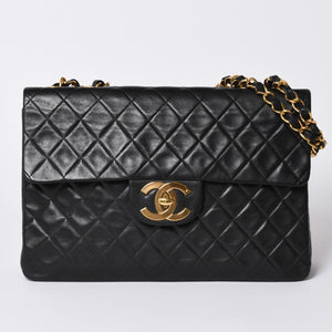 CHANEL CHANEL Deca Matelasse 33 S Flap W Chain Shoulder Bag Coco Mark Lambskin Black Good Condition Used 4a001632