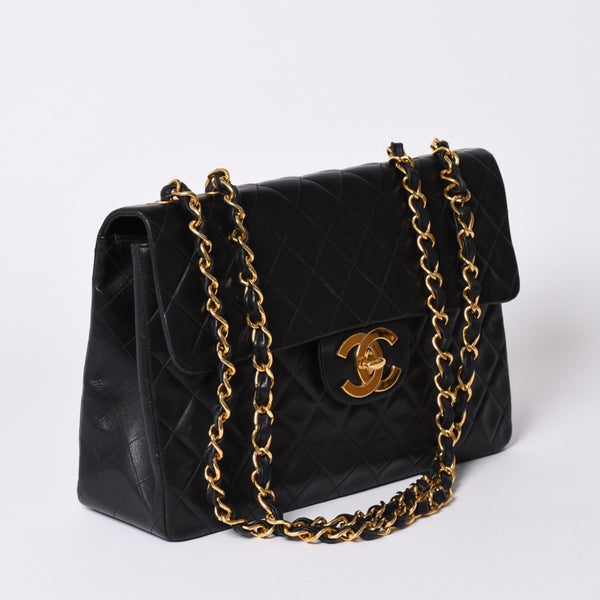 CHANEL CHANEL Deca Matelasse 33 S Flap W Chain Shoulder Bag Coco Mark Lambskin Black Good Condition Used 4a001632