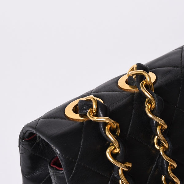 CHANEL CHANEL Deca Matelasse 33 S Flap W Chain Shoulder Bag Coco Mark Lambskin Black Good Condition Used 4a001632