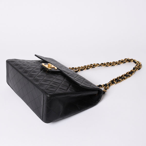 CHANEL CHANEL Deca Matelasse 33 S Flap W Chain Shoulder Bag Coco Mark Lambskin Black Good Condition Used 4a001632