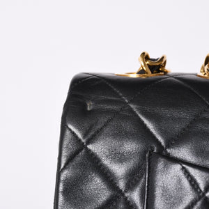 CHANEL CHANEL Deca Matelasse 33 S Flap W Chain Shoulder Bag Coco Mark Lambskin Black Good Condition Used 4a001632