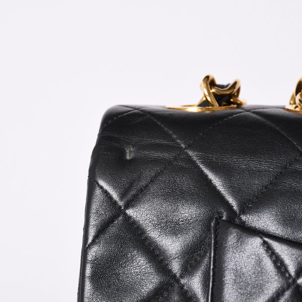 CHANEL CHANEL Deca Matelasse 33 S Flap W Chain Shoulder Bag Coco Mark Lambskin Black Good Condition Used 4a001632