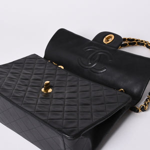 CHANEL CHANEL Deca Matelasse 33 S Flap W Chain Shoulder Bag Coco Mark Lambskin Black Good Condition Used 4a001632