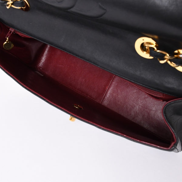 CHANEL CHANEL Deca Matelasse 33 S Flap W Chain Shoulder Bag Coco Mark Lambskin Black Good Condition Used 4a001632