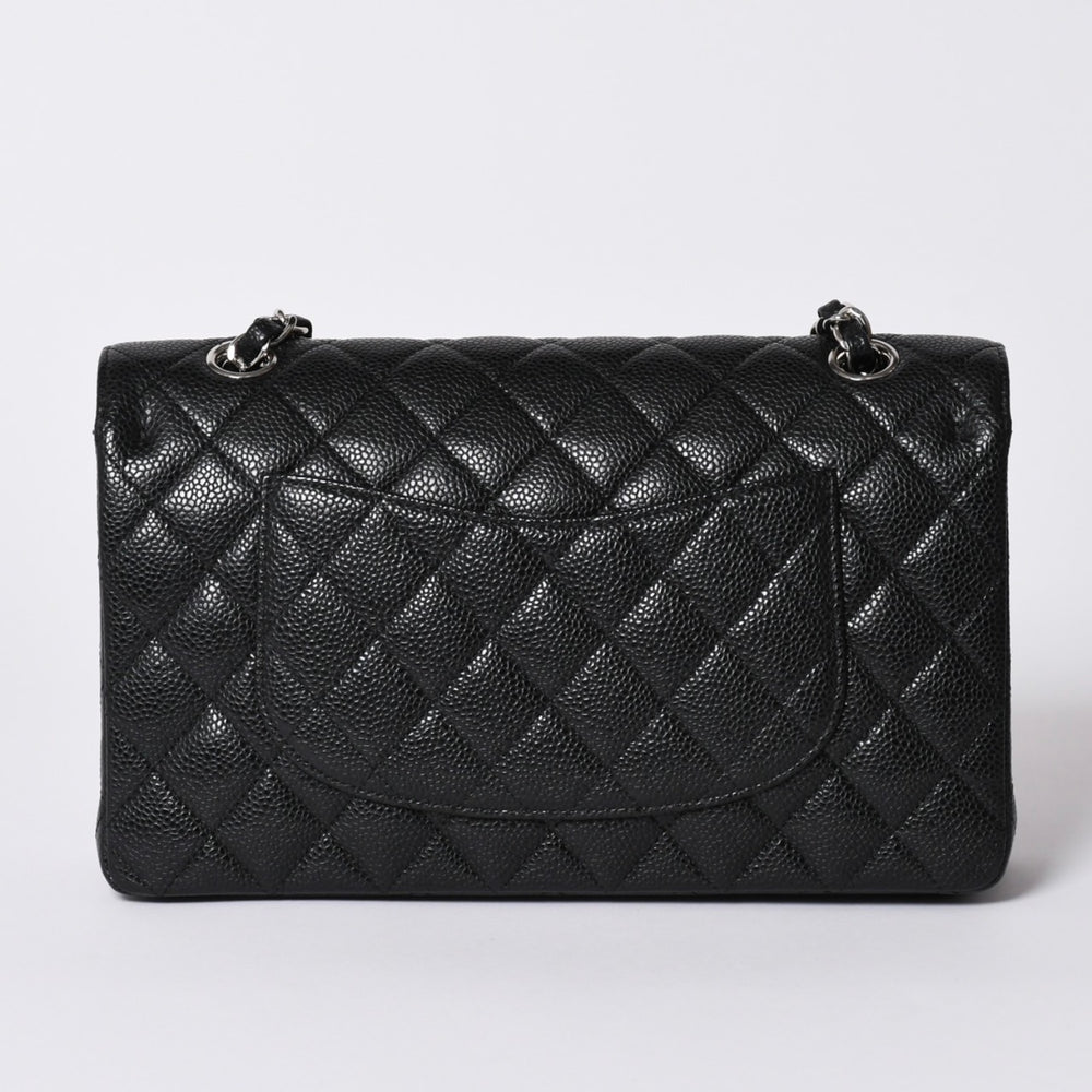 極美品 CHANEL シャネル マトラッセ25 Wフラップ Wチェーンショルダーバッグ 18番台 キャビアスキン シルバー金具 中古 4a001701