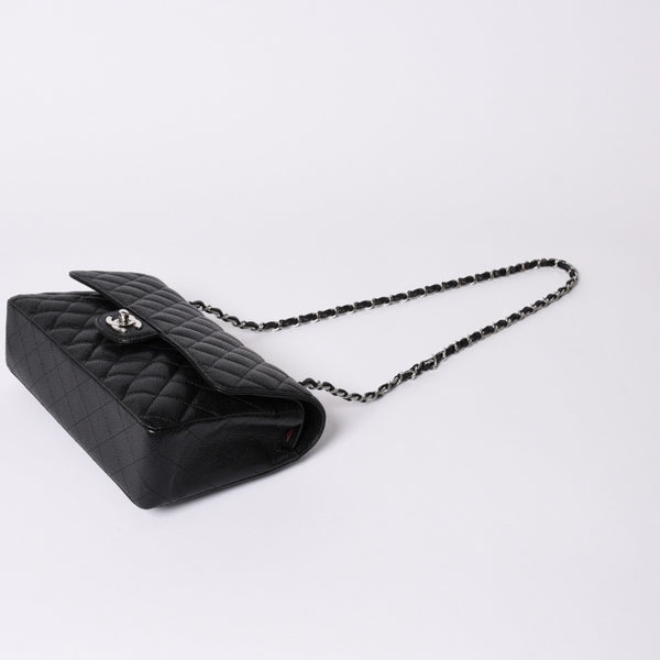 Very good condition CHANEL Matelasse 25 W flap W chain shoulder bag 18th series caviar skin silver hardware used 4a001701