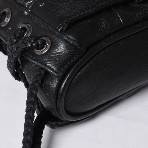 Very Good Condition CHROME HEARTS JJ DEAN Small JJ Dean Handbag Leather Riders Silver 925 Black Used 4a001516