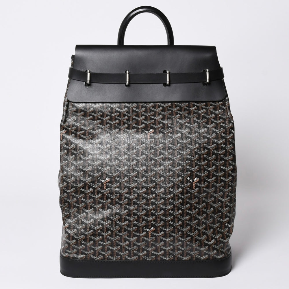 極美品 ゴヤール GOYARD ハンドバッグ ボストンバッグ スティーマー ブラック 黒/PVC/レザー 美品 中古 4a001262
