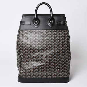 Very Good Condition GOYARD Handbag Boston Bag Steamer Black Black/PVC/Leather Good Condition Used 4a001262