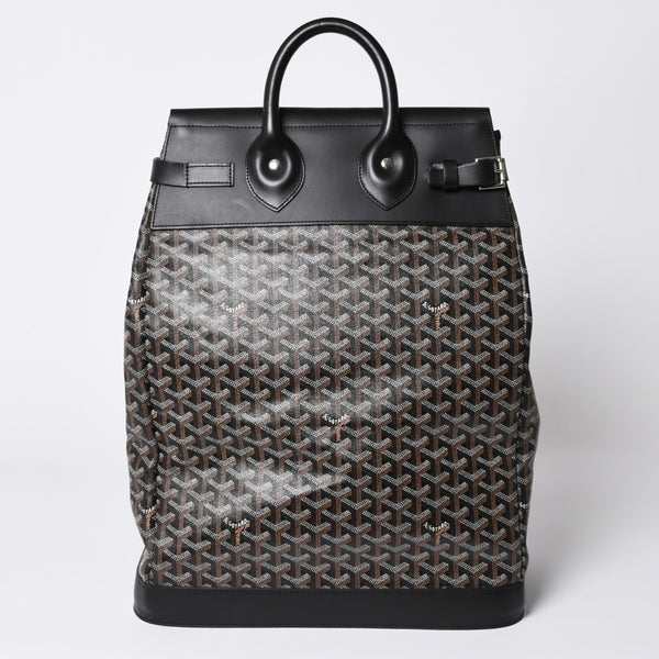 Very Good Condition GOYARD Handbag Boston Bag Steamer Black Black/PVC/Leather Good Condition Used 4a001262