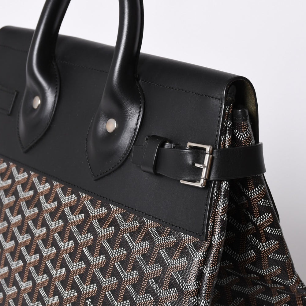 Very Good Condition GOYARD Handbag Boston Bag Steamer Black Black/PVC/Leather Good Condition Used 4a001262