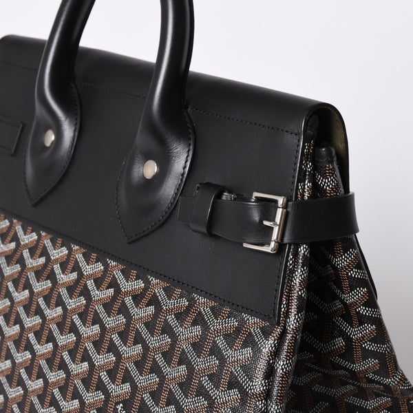 Very Good Condition GOYARD Handbag Boston Bag Steamer Black Black/PVC/Leather Good Condition Used 4a001262